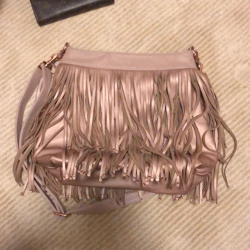 Deux Lux rose gold fringe bag